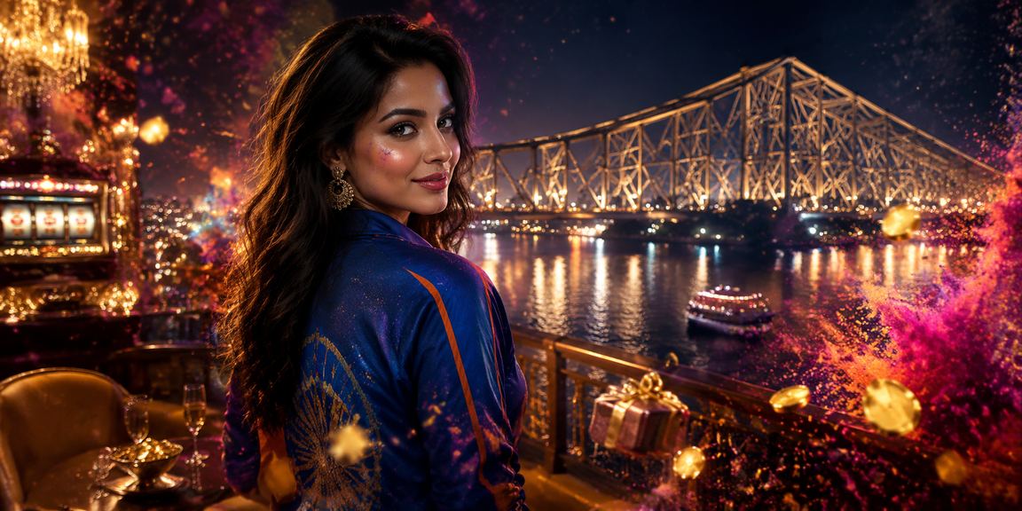 Festive celebration at Howrah Bridge with cricket sports fans